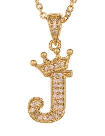 Fashion J Crown English Alphabet Chain Necklace