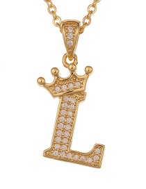 Fashion L Crown English Alphabet Chain Necklace