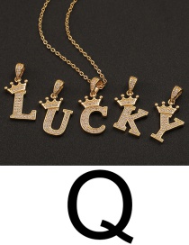 Fashion Q Crown English Alphabet Chain Necklace
