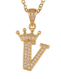 Fashion V Crown English Alphabet Chain Necklace