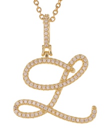 Fashion L Micro Inlaid Zircon Art English Alphabet Chain Necklace