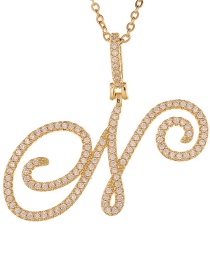 Fashion N Micro Inlaid Zircon Art English Alphabet Chain Necklace