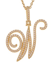 Fashion W Micro Inlaid Zircon Art English Alphabet Chain Necklace