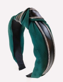 Fashion Green+black Fabric Wide-sided Knotted Leather Headband