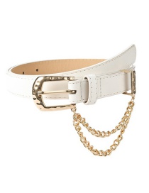 Fashion White Pin Buckle Inlaid Chain Belt
