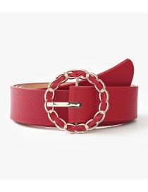 Fashion Red Metal Round Buckle Belt