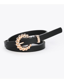 Fashion Black Thin Belt With Metal Twist Buckle