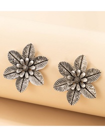 Fashion Silver Color Flower Leaf Earrings
