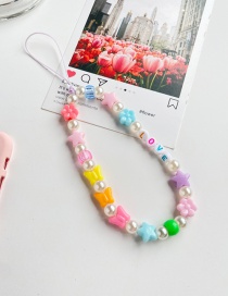 Fashion Flowers Soft Ceramic Letter Flower Butterfly Beaded Mobile Phone Chain