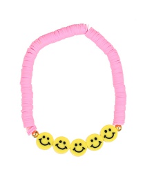 Fashion Pink Copper Soft Pottery Smiley Face Bracelet