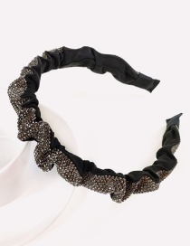 Fashion Black Full Drill Pleated Headband