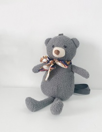 Fashion Gray Bear Plush Doll Crossbody Bag