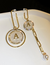 Fashion Gold Color Diamond Letter A Circle Earrings