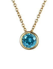 Fashion December Lake Blue-gold Color Single Rhinestone Chain Necklace