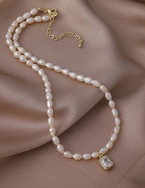 Fashion Pearl Square Pearl Chain Necklace
