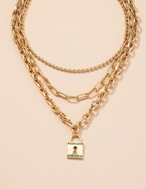 Fashion X495-gold Small Lock Multilayer Chain Necklace
