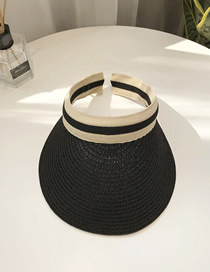 Fashion Black Straw Empty Sun Hat With Duck Tongue