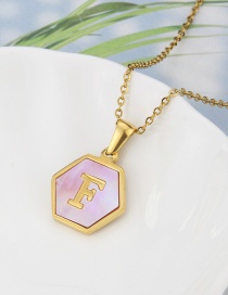 Fashion F Stainless Steel Hexagonal Pink Bottom 26 Letter Necklace