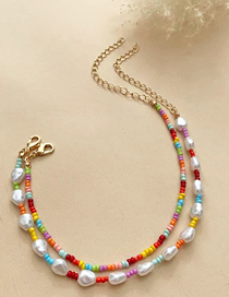 Fashion Color Imitation Pearl Color Rice Bead Beaded Anklet Set