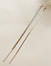 Fashion Golden Flat Snake Chain Chain Anklet 2-piece Set