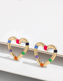 Fashion Style 1 Colorful Nectarine Heart Stud Earrings