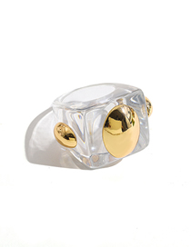Fashion Transparent Metal Beads Spliced ??square Ring