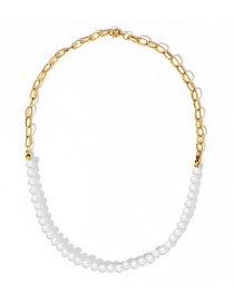 Fashion Gold Color Pearl Stitching Chain Necklace