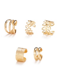 Fashion Gold Color Leaf Hollow Multi-layer Ear Bone Clip Five-piece Set