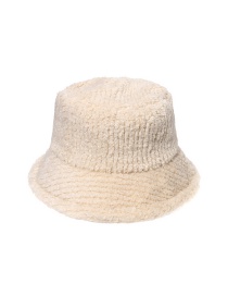 Fashion Beige Striped Lamb Wool Fisherman Hat