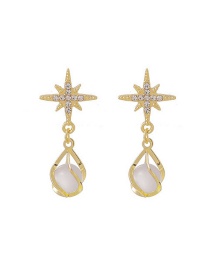 Fashion Gold Metal Diamond Hexagonal Star Earrings