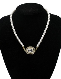 Fashion Pearl Geometric Pearl Necklace With Diamonds