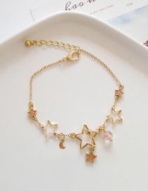 Fashion Pink Big And Small Stars And Moon Bracelet