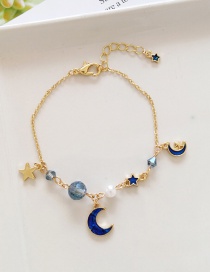 Fashion Blue Star Moon Pearl Acrylic Bracelet