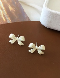 Fashion Pair Of White Ear Studs Lacquered Bow Earrings