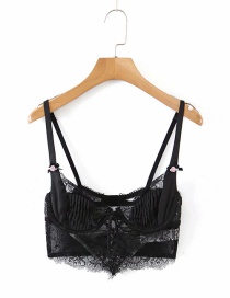 Fashion Black Lace See-through Sling Top