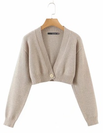 Fashion Camel One Button Knitted Cardigan