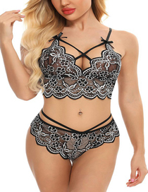 Fashion Silver Three-point Lace See-through Bra And Panty Set