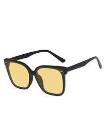 Fashion Bright Black And Yellow Film Square Rice Nail Sunglasses