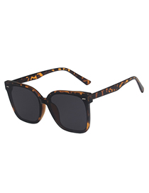 Fashion Leopard Print All Gray Square Rice Nail Sunglasses