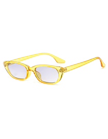 Fashion Transparent Yellow Frame Double Gray Small Frame Sunglasses
