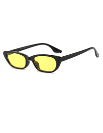 Fashion Bright Black And Yellow Film Small Frame Sunglasses