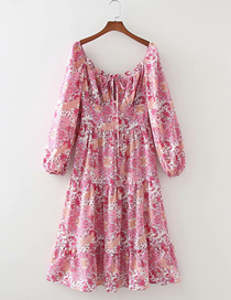 Fashion Pink Lace-up Print Dress