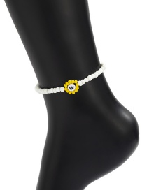 Fashion Anklet Yellow Rice Beads Flower Letter Anklet