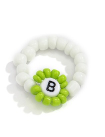 Fashion Ring Green Rice Beads Flower Letter Ring