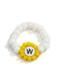 Fashion Ring Yellow Rice Beads Flower Letter Ring