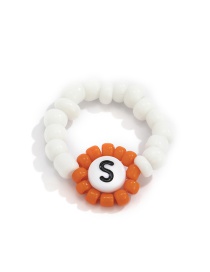Fashion Ring Orange Rice Beads Flower Letter Ring