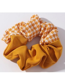 Fashion Yellow+white Stitching Printed Pleated Hair Tie