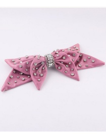 Fashion Pink Full Rhinestone Bow Hairpin