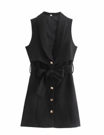 Fashion Black Belted Vest Dress