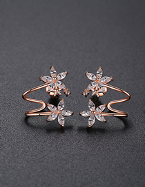 Fashion Golden Flower Copper Inlaid Zirconium Earrings